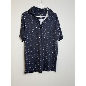 Bogey Bros Polo Shirt Mens M Navy Natural Slice Golf Performance Stretch